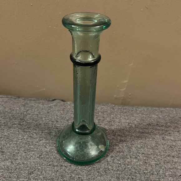 Vintage Green Glass Candle Holder - Picture 1 of 4